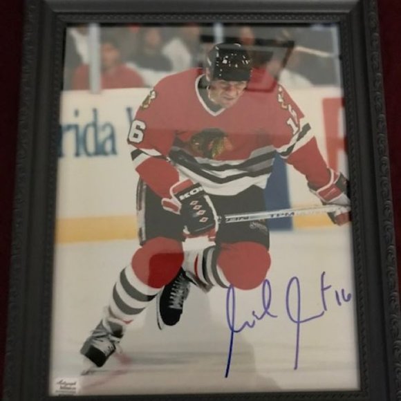 FRAMED NHL CHICAGO BLACK HAWKS Autograph Reference COA Auto Photo MICHEL GOULET - Picture 1 of 3